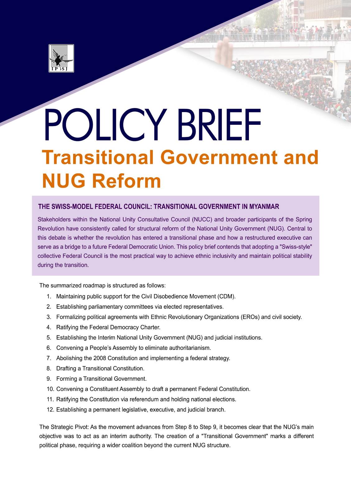Policy Brief Transitional Government in NUG Reform Cover Photo